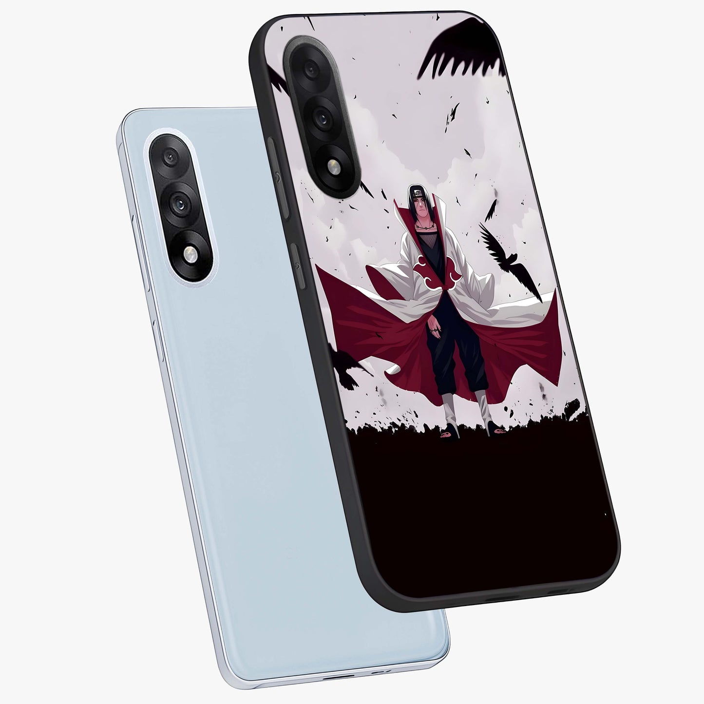 Crimson Crow Ascension Glass Case for 1+Nord 5 angled mockup showcasing glossy finish and dramatic gothic design