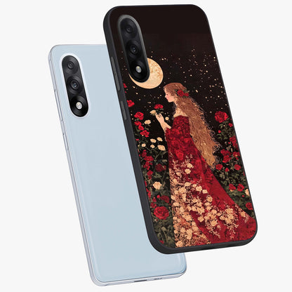 Crimson Dreams Glass Case for 1+Nord 5 angled mockup showcasing glossy finish and deep crimson gradients