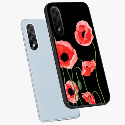 Crimson Garden Dream Glass Case for 1+Nord 5 angled mockup showcasing glossy finish and vibrant bloom detailing