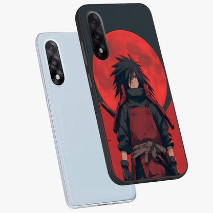 Crimson Moon Warlord Glass Case for 1+Nord 5 angled mockup showcasing glossy finish and intense dark red tones