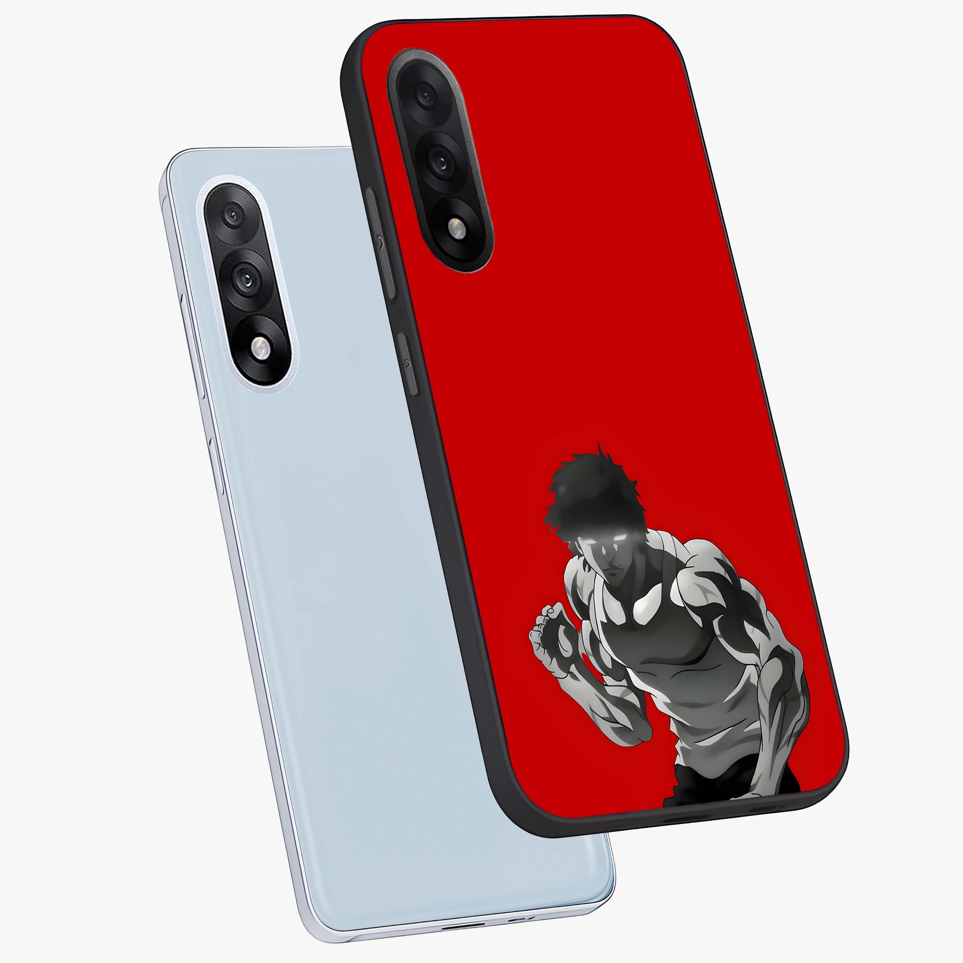 Crimson Power Rush Glass Case for 1+Nord 5 angled mockup showcasing glossy finish and high energy design