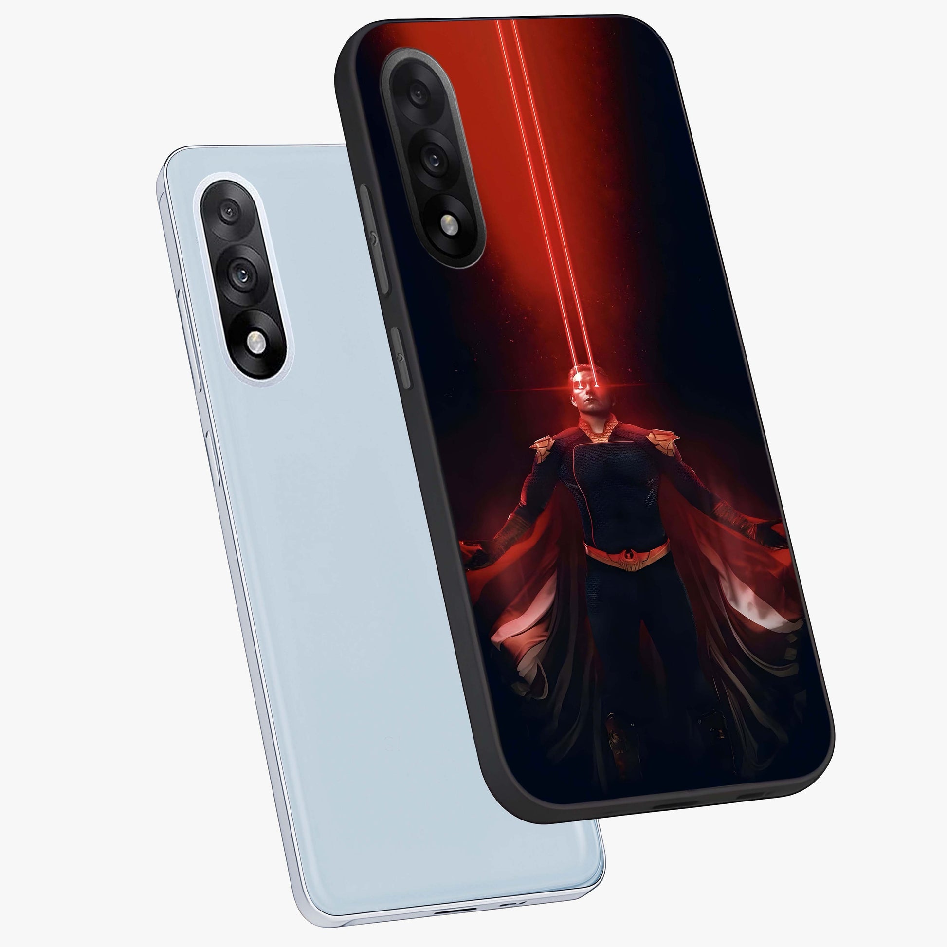 Crimson Vision Ascension Glass Case for 1+Nord 5 angled mockup showcasing glossy finish and dramatic artistic detailing