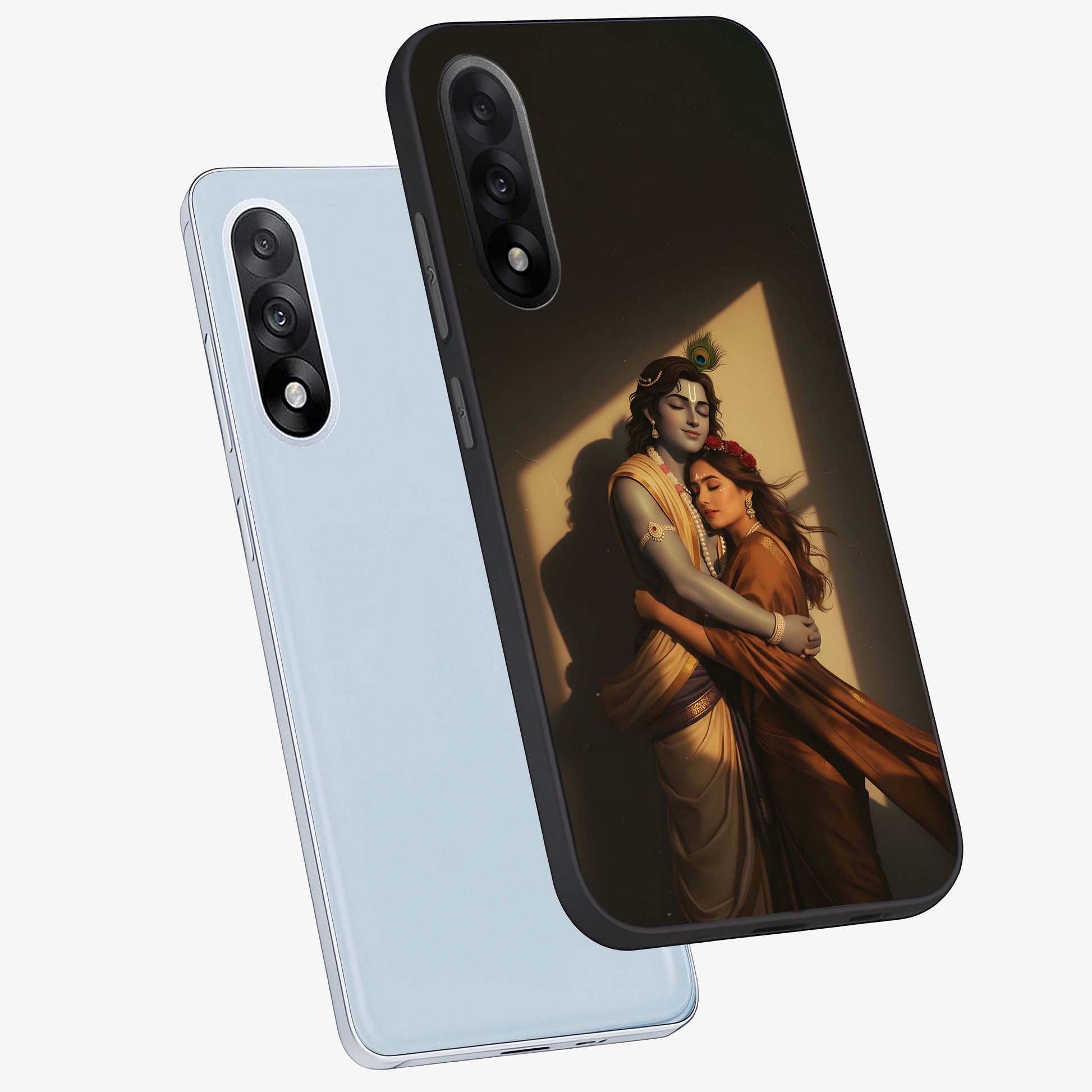 Divine Eternal Love Glass Case for 1+Nord 5 angled mockup showcasing glossy glass finish and graceful detailing