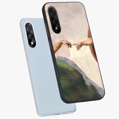 Divine Touch Art Glass Case for 1+Nord 5 angled mockup showcasing glossy finish and refined design textures