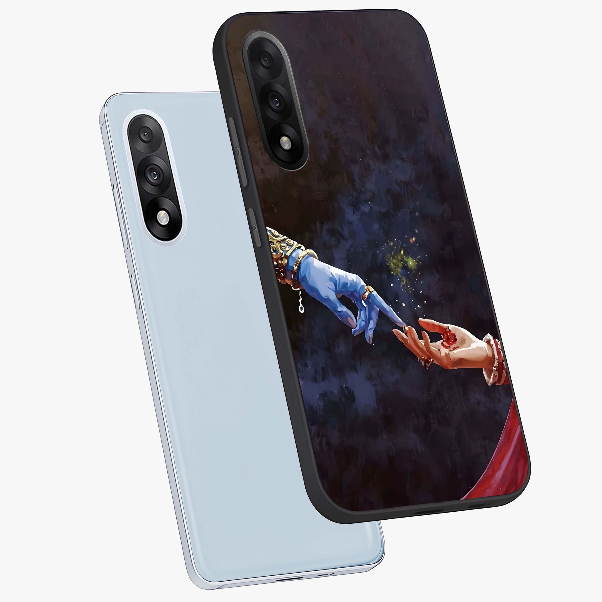 Divine Touch Eternal Glass Case for 1+Nord 5 angled mockup showcasing glossy finish and elegant design tones