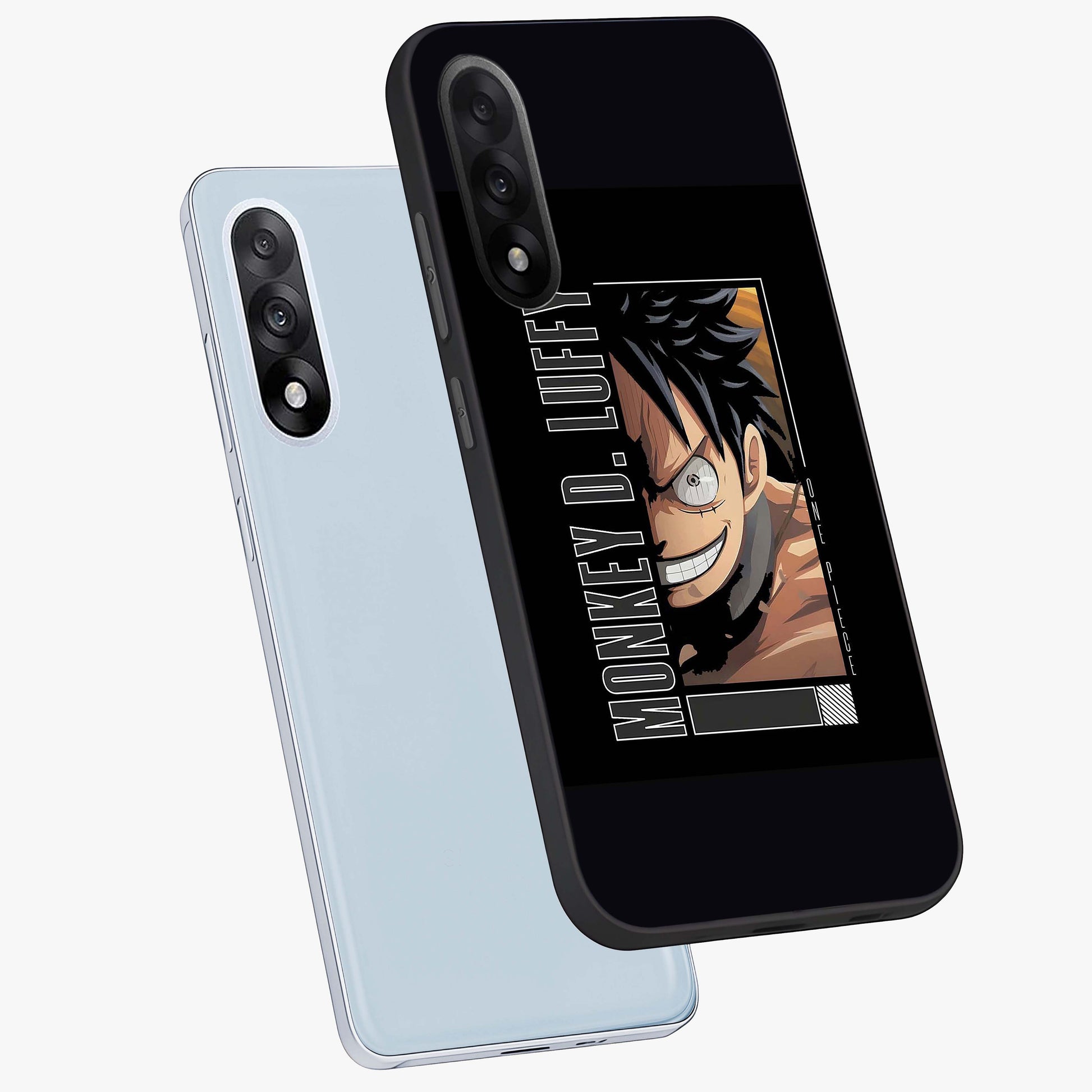 Fearless Pirate Smile Glass Case for 1+Nord 5 angled mockup showcasing glossy finish and dark adventurous tones