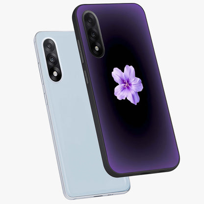 Flower on Soft Violet Gradient Glass Case for 1+Nord 5 angled mockup showcasing glossy finish and pastel purple tones