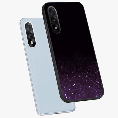 Glittery Purple Bokeh Glass Case for 1+Nord 5 angled mockup showcasing glossy finish and luminous shimmer tones