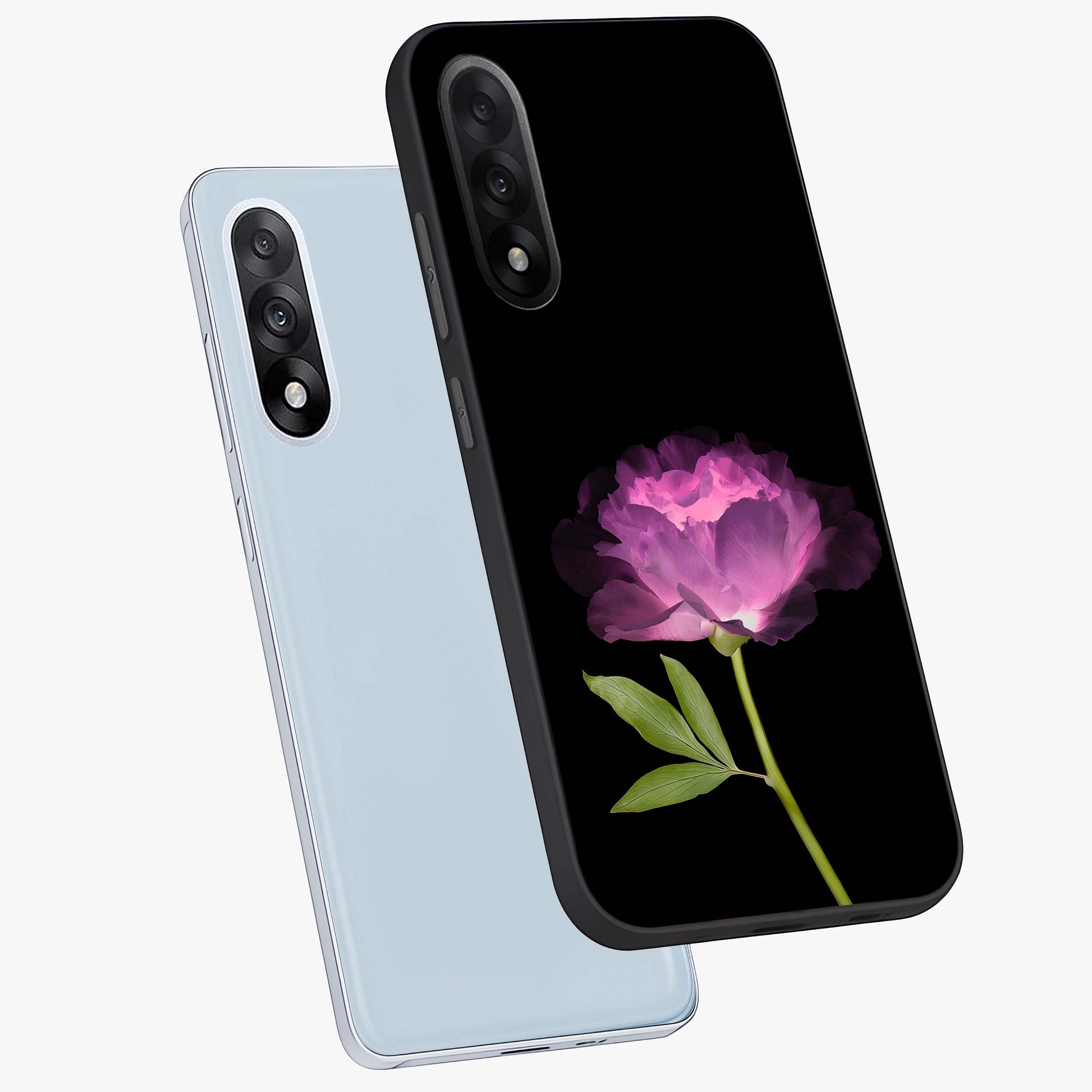 Glow Petal Bloom Glass Case for 1+Nord 5 angled mockup showcasing glossy finish and vibrant petal detailing