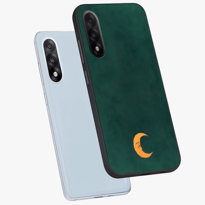 Golden Crescent Mood Glass Case for 1+Nord 5 angled mockup showcasing glossy finish and subtle night gradients