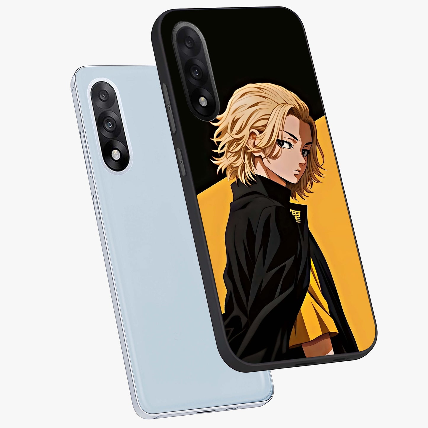 Golden Shadow Commander Glass Case for 1+Nord 5 angled mockup showcasing glossy finish and bold golden accents