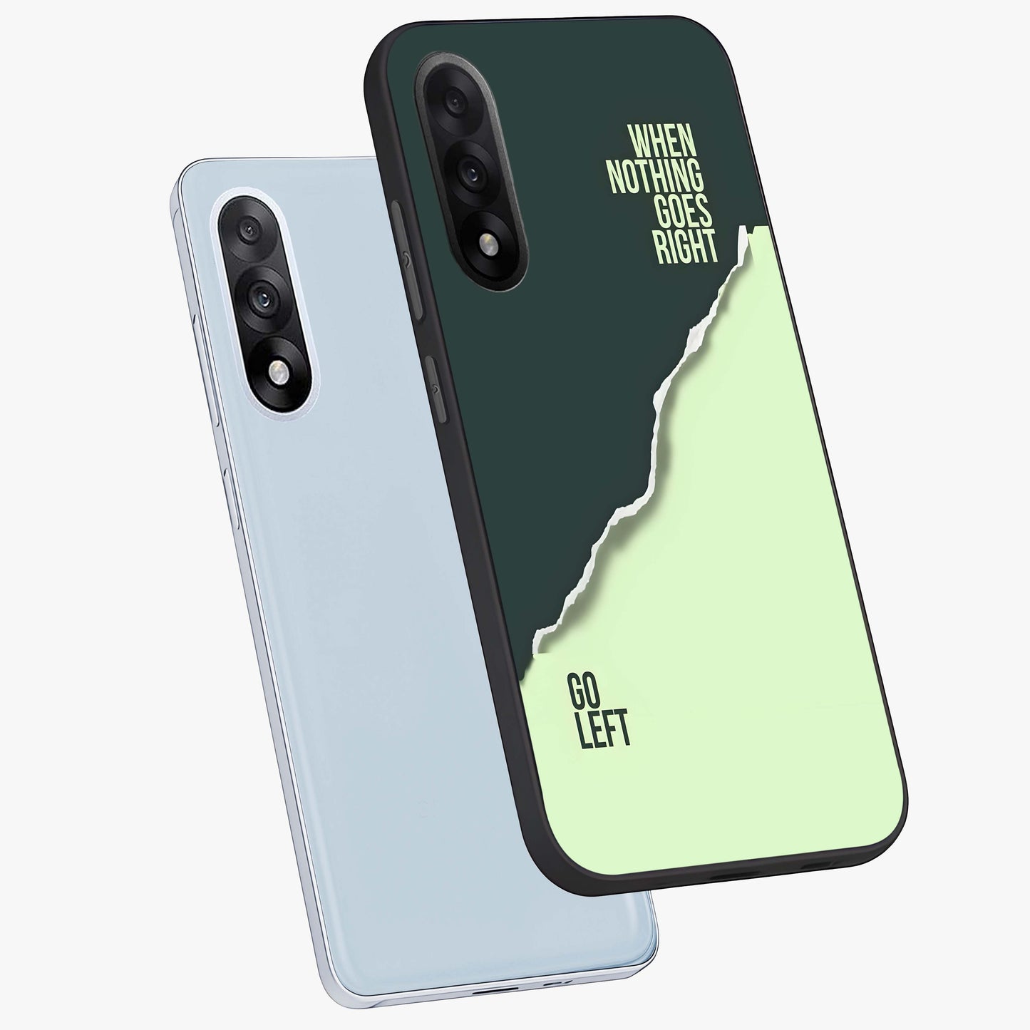 Let Go Quote Glass Case for 1+Nord 5 angled mockup showcasing glossy finish and clean aesthetic design