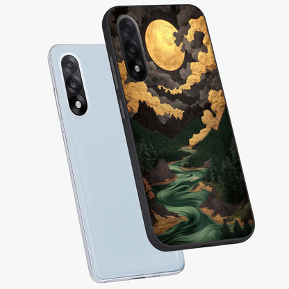 Lunar Silk Garden Glass Case for 1+Nord 5 angled mockup showcasing glossy glass finish and silky gradient textures