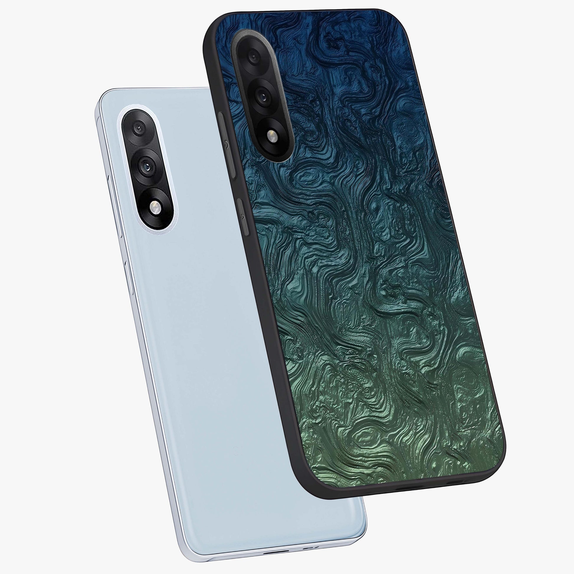 Marble Dream Blur Glass Case for 1+Nord 5 angled mockup showcasing glossy finish and smooth gradient tones