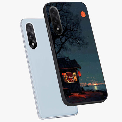 Midnight Lantern Glow Glass Case for 1+Nord 5 angled mockup showcasing glossy finish and warm luminous tones