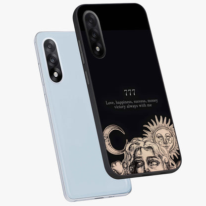 Mystic Victory Aura Glass Case for 1+Nord 5 angled mockup showcasing glossy finish and vibrant mystical gradients