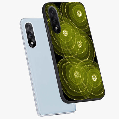 Neon Orbit Bloom Marble Glass Case for 1+Nord 5 angled mockup showcasing glossy finish and vibrant bloom detailing