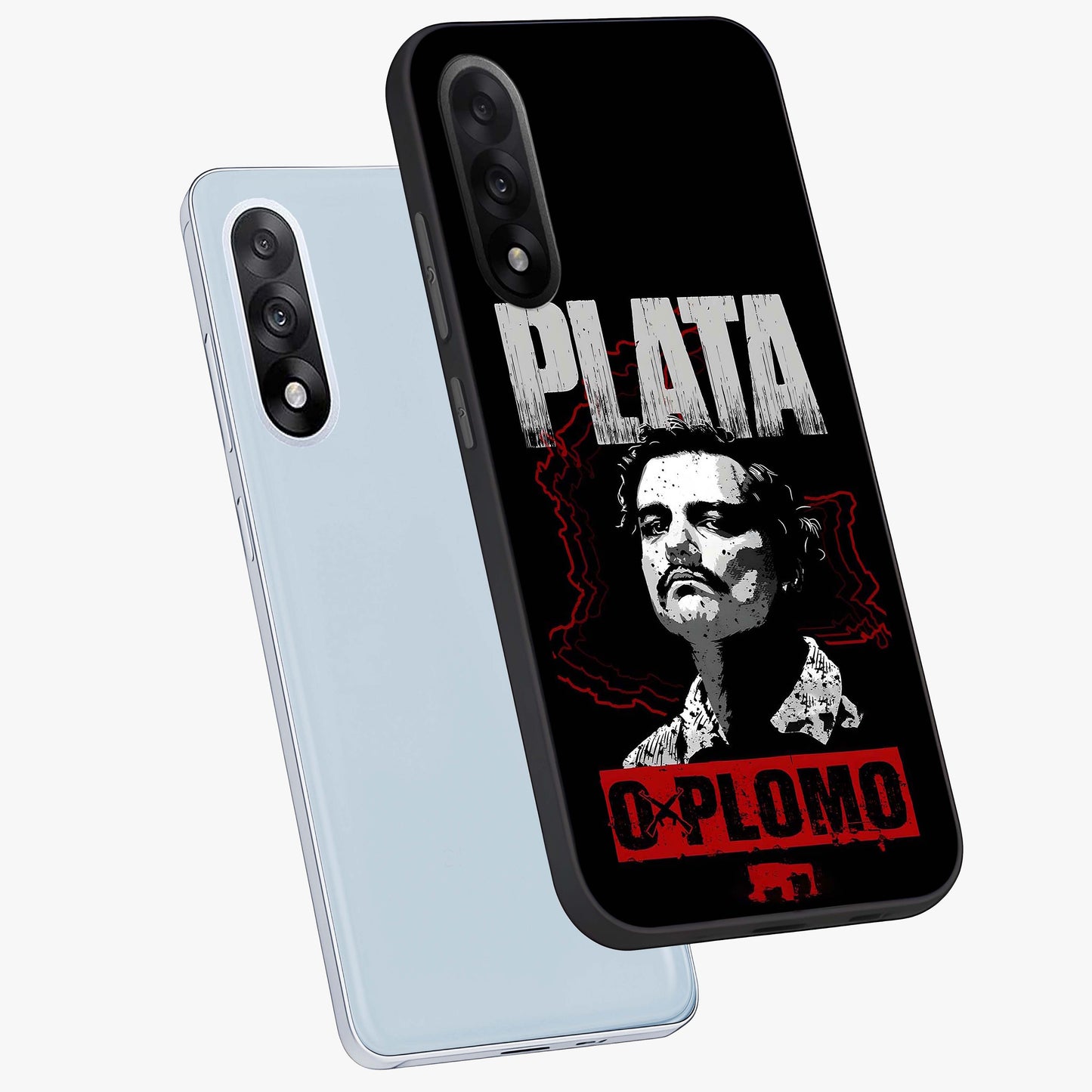 Notorious Crime Empire Glass Case for 1+Nord 5 angled mockup showcasing glossy finish and dark urban tones