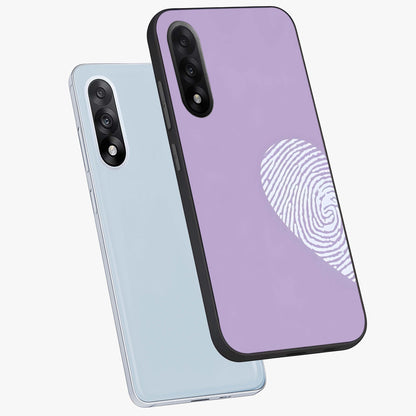 One Heart Identity Glass Case for 1+Nord 5 angled mockup showcasing glossy finish and bold minimalist tones