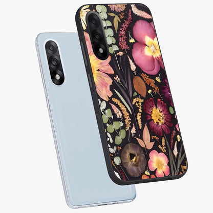 Petal Dream Tapestry Glass Case for 1+Nord 5 angled mockup showcasing glossy finish and rich bloom detailing