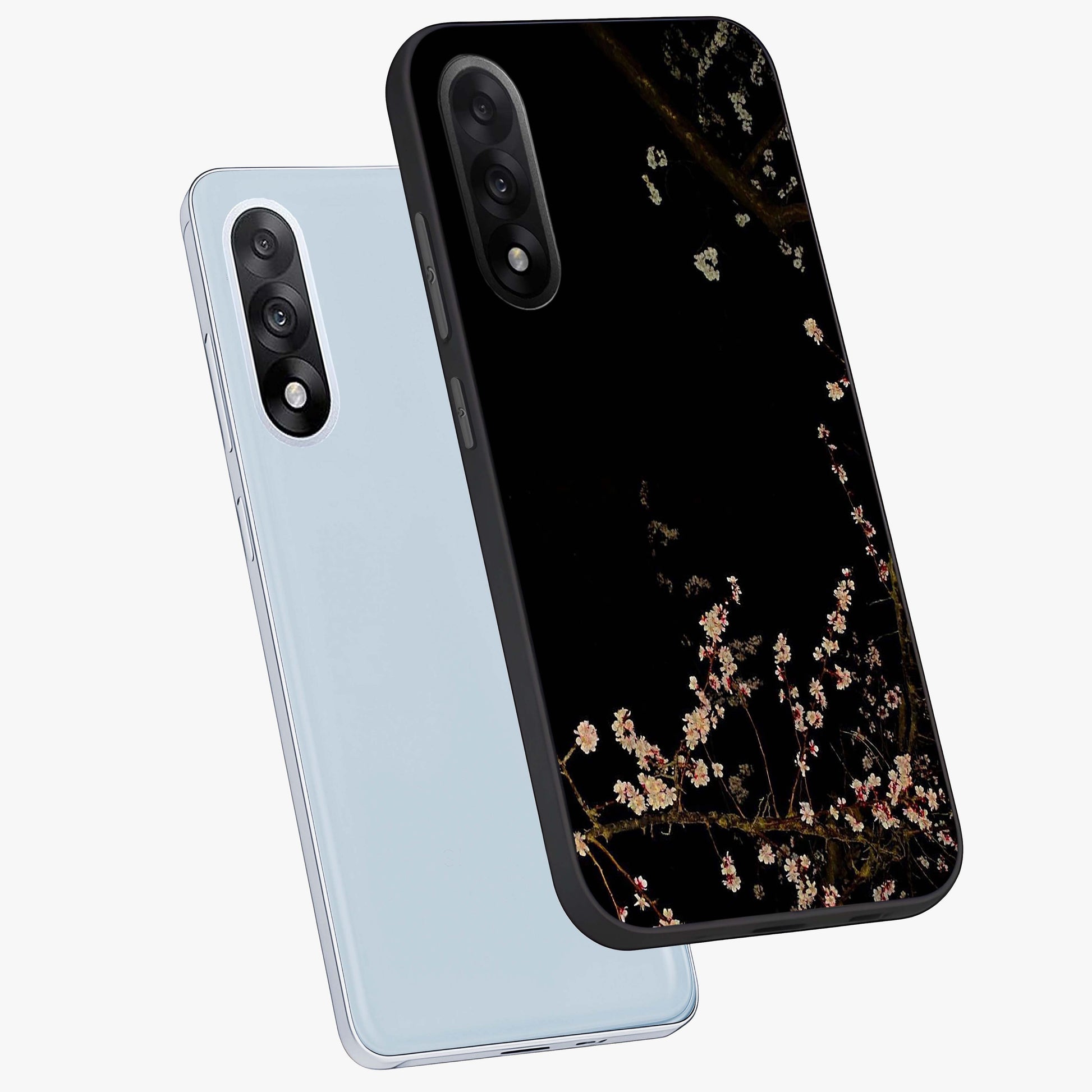 Petal Moon Light With Custom Name Glass Case for 1+Nord 5 angled mockup showcasing glossy finish and soft luminous tones