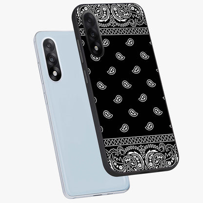 Retro Rebel Threads Glass Case for 1+Nord 5 angled mockup showcasing glossy finish and classic retro tones