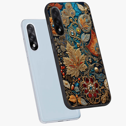 Royal Jewel Garden Glass Case for 1+Nord 5 angled mockup showcasing glossy finish and rich vibrant tones