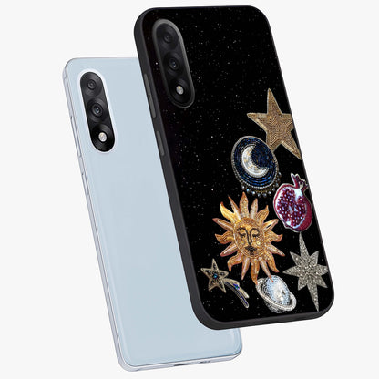 Scarlet Sky Flight Glass Case for 1+Nord 5 angled mockup showcasing glossy glass finish and vibrant sunset gradients