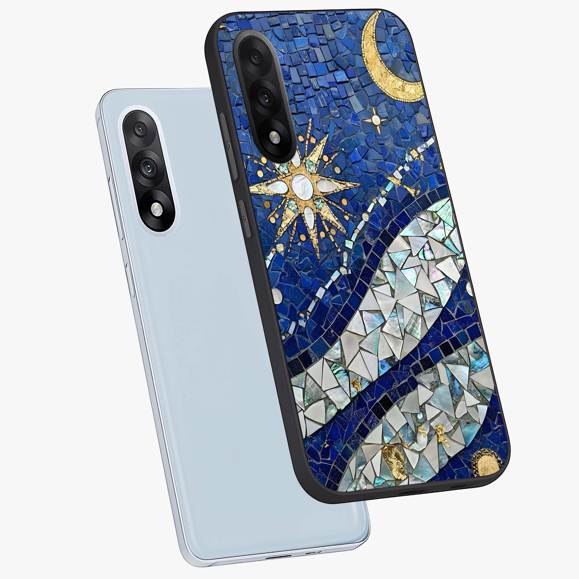 Serene Crane Flight Glass Case for 1+Nord 5 angled mockup showcasing glossy finish and subtle nature detailing