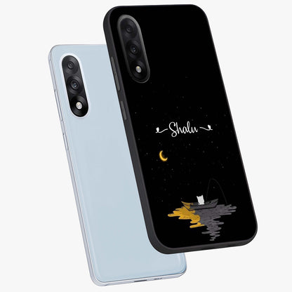 Silent Night Row Glass Case for 1+Nord 5 angled mockup showcasing glossy finish and deep shadow tones