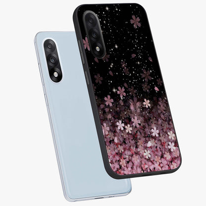 Small Starry Flowers Glass Case for 1+Nord 5 angled mockup showcasing glossy finish and soft pastel tones