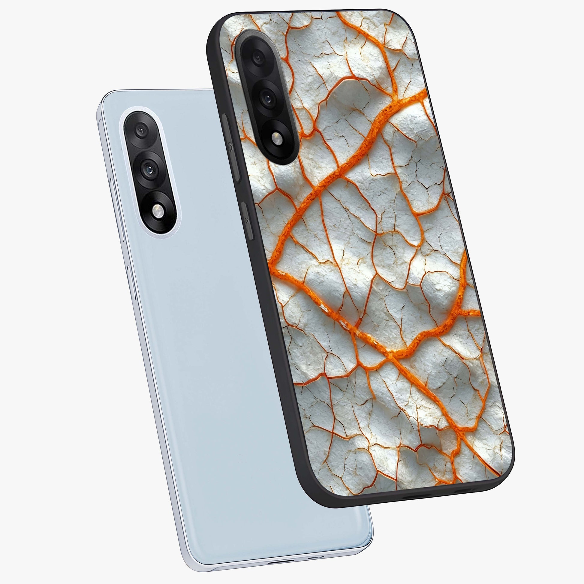 Snarl Zone Buzz Glass Case for 1+Nord 5 angled mockup showcasing glossy finish and high contrast detailing