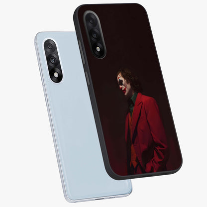 Tragic Chaos King Glass Case for 1+Nord 5 angled mockup showcasing glossy finish and bold shadow detailing