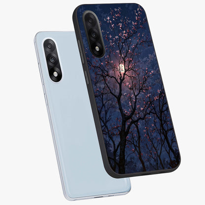 Twilight Sakura Serenade Glass Case for 1+Nord 5 angled mockup showcasing glossy glass finish and soft purple gradients