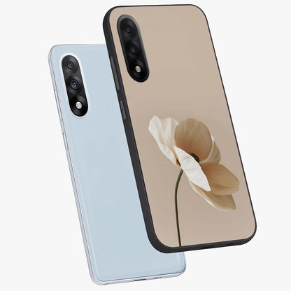 Whispering Petals Glass Case for 1+Nord 5 angled mockup showcasing glossy finish and muted romantic tones