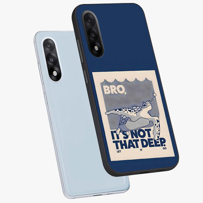 Worry Less Swim Glass Case for 1+Nord 5 angled mockup showcasing glossy finish and fresh ocean tones