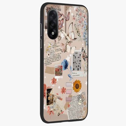 Aesthetic Butterfly Glass Case for 1+Nord 5 side perspective highlighting premium edges and butterfly illustration