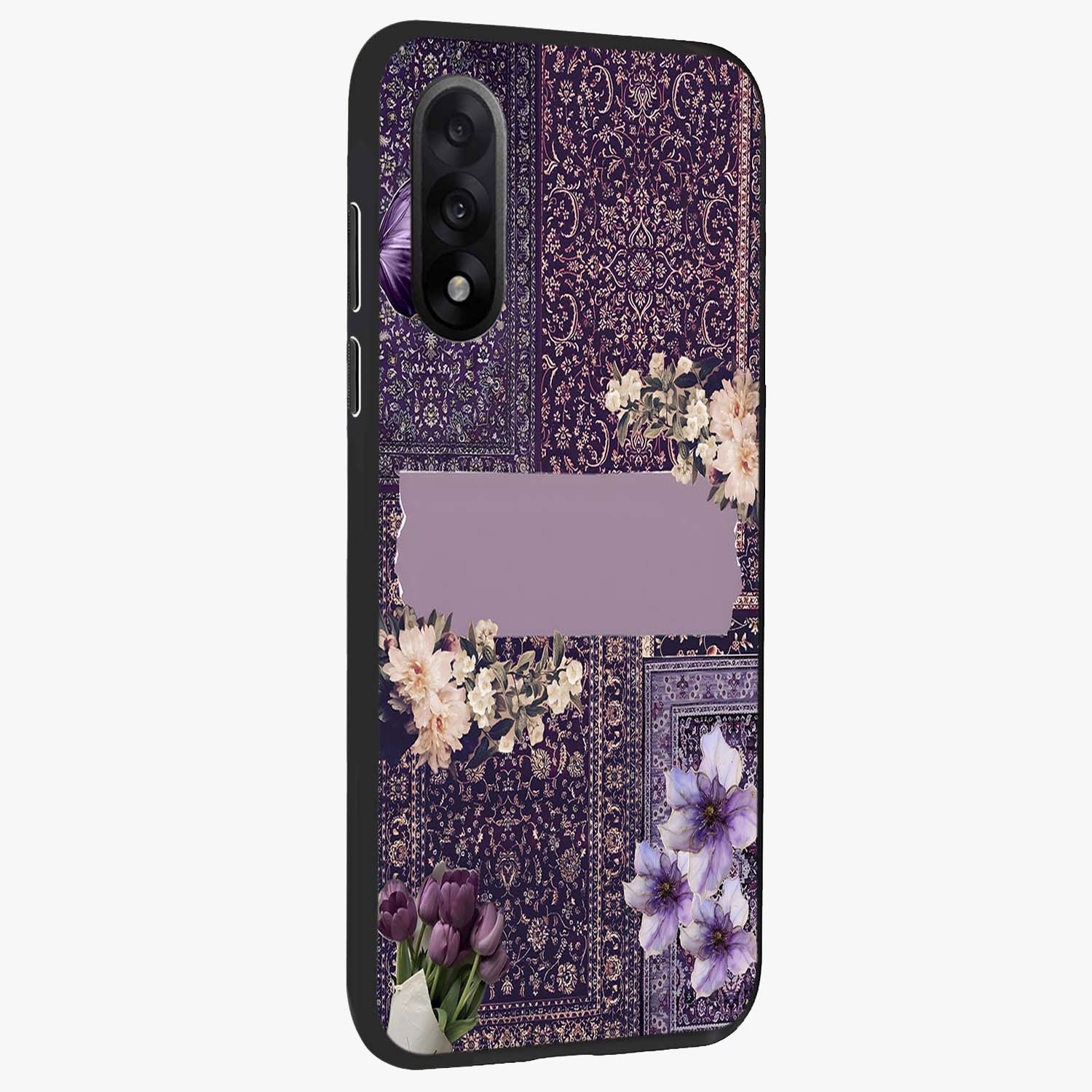 Antique Floral Whisper Glass Case for 1+Nord 5 side perspective highlighting detailed floral textures