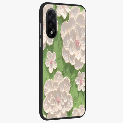 Blossom Meadow Dreams Glass Case for 1+Nord 5 side perspective highlighting serene floral design and smooth edges