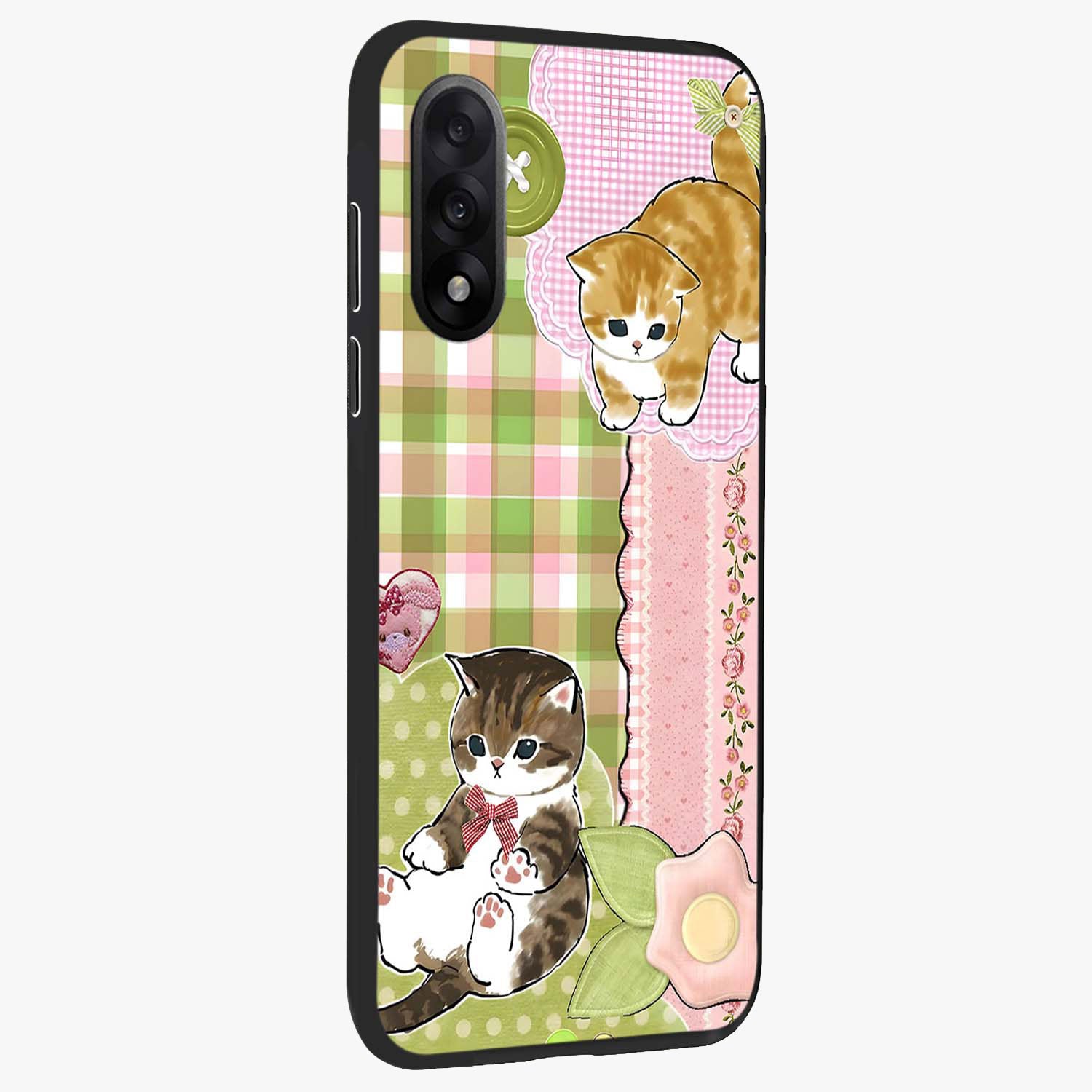 Cats Sweet Button Glass Case for 1+Nord 5 side perspective highlighting playful details and sleek premium build