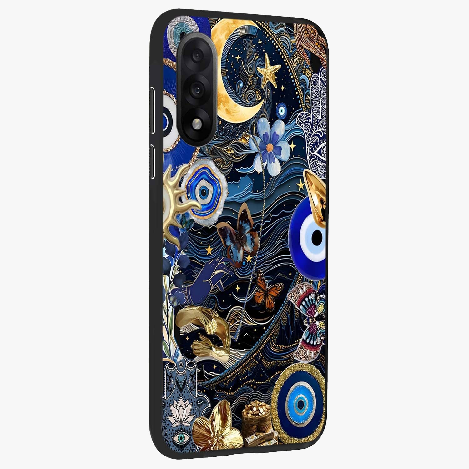 Celestial Blessing Shield Glass Case for 1+Nord 5 side perspective highlighting intricate blessing shield details