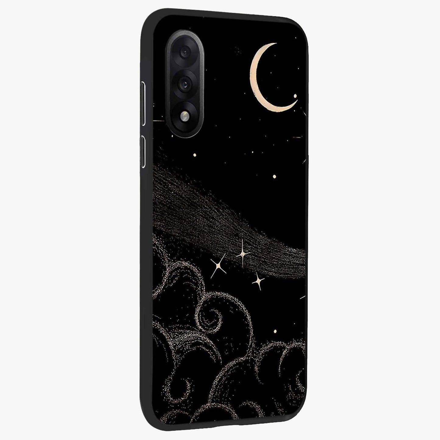 Celestial Midnight Veil Glass Case for 1+Nord 5 side perspective highlighting rich night tones and sleek premium edges