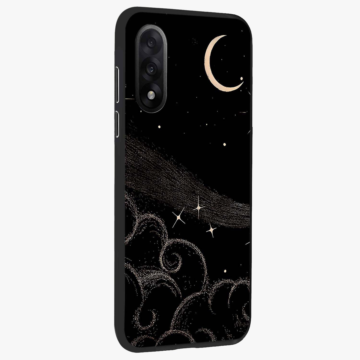 Celestial Midnight Veil Glass Case for 1+Nord 5 side perspective highlighting rich night tones and sleek premium edges