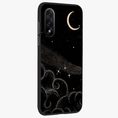 Celestial Midnight Veil Glass Case for 1+Nord 5 side perspective highlighting rich night tones and sleek premium edges