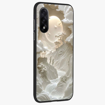 Celestial Origami Glass Case for 1+Nord 5 side perspective highlighting sharp detailing and smooth premium build