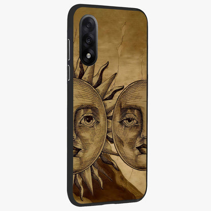 Celestial Relic Glow Glass Case for 1+Nord 5 side perspective highlighting intricate celestial textures and sleek build