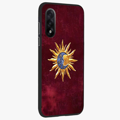 Celestial Unity Charm Glass Case for 1+Nord 5 side perspective highlighting detailed charm elements and sleek edges