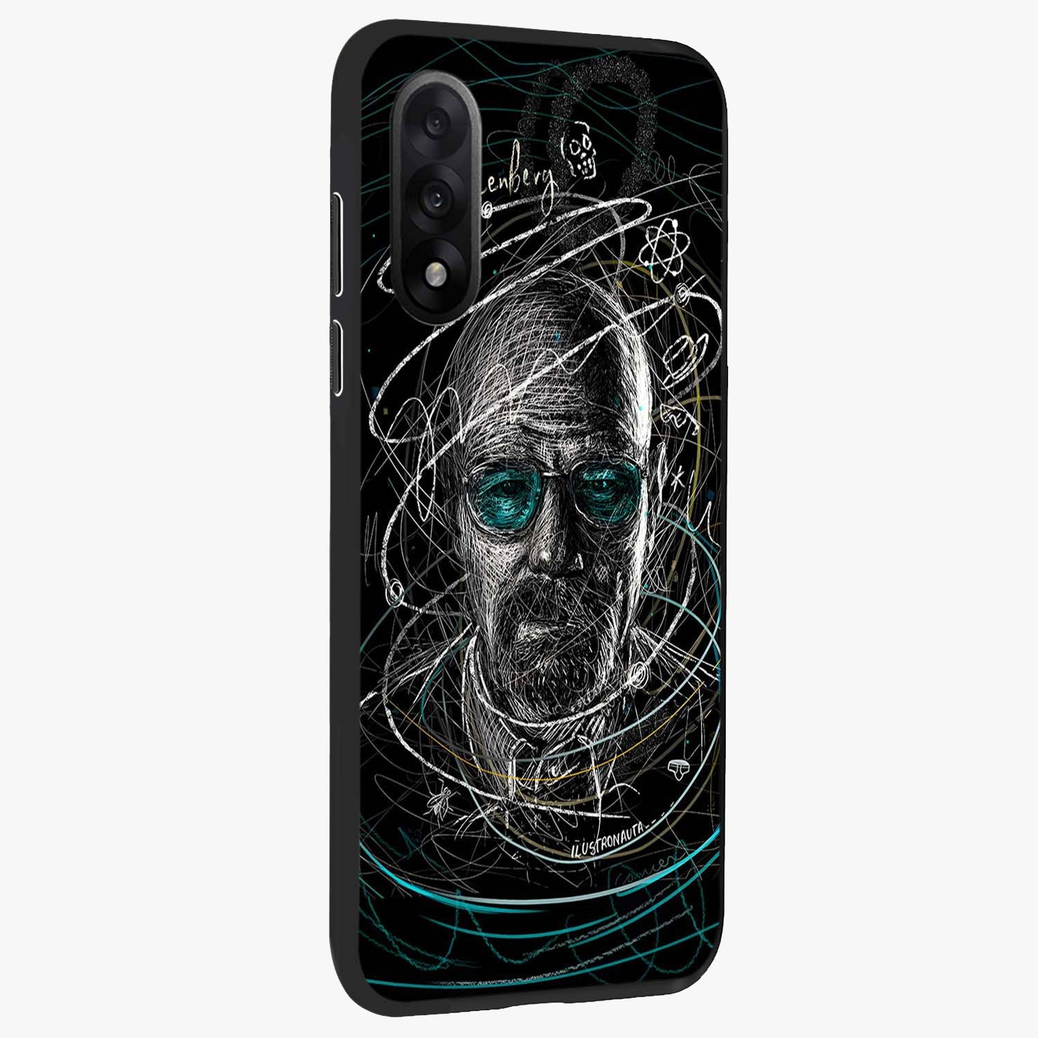 Chaotic Mind Genius Glass Case for 1+Nord 5 side perspective highlighting creative detailing and premium edge finish