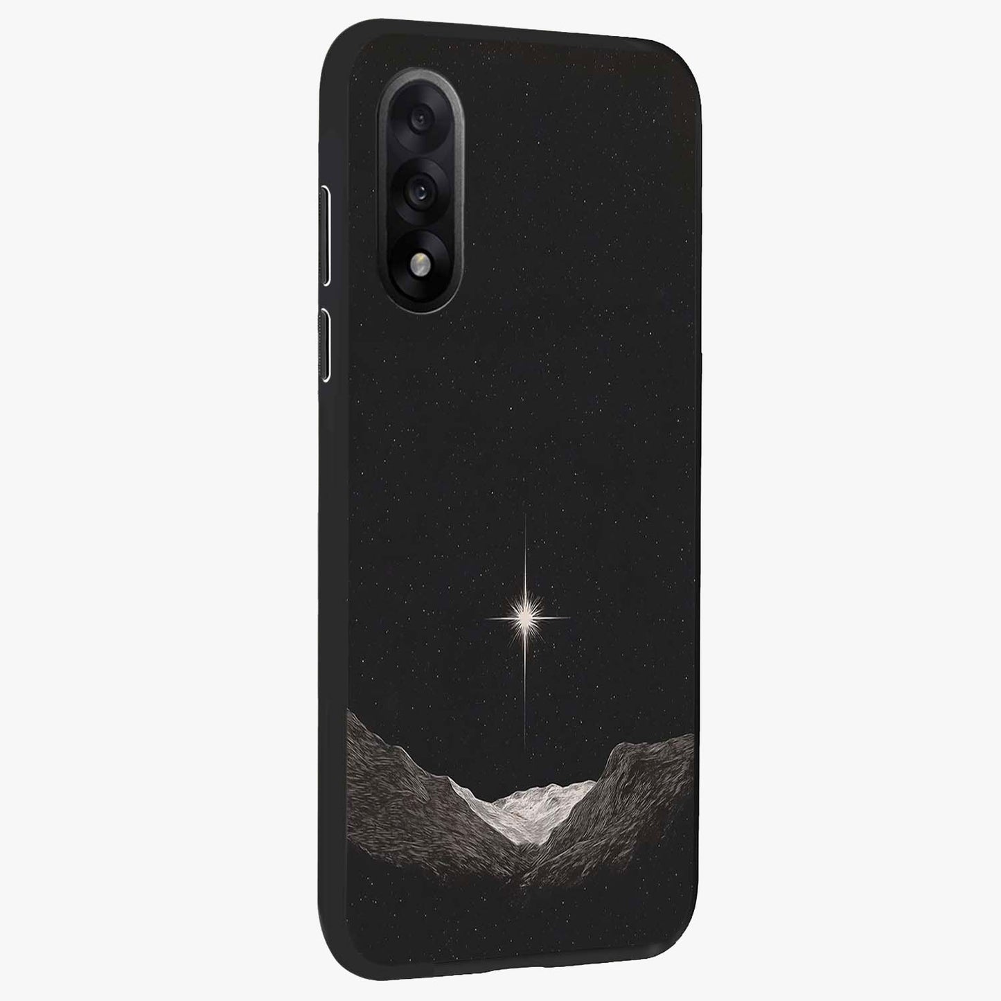 Cosmic Dream Night Glass Case for 1+Nord 5 side perspective highlighting vibrant star detailing and premium build