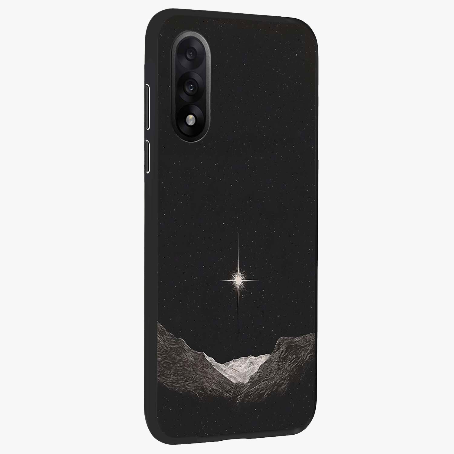 Cosmic Dream Night Glass Case for 1+Nord 5 side perspective highlighting vibrant star detailing and premium build